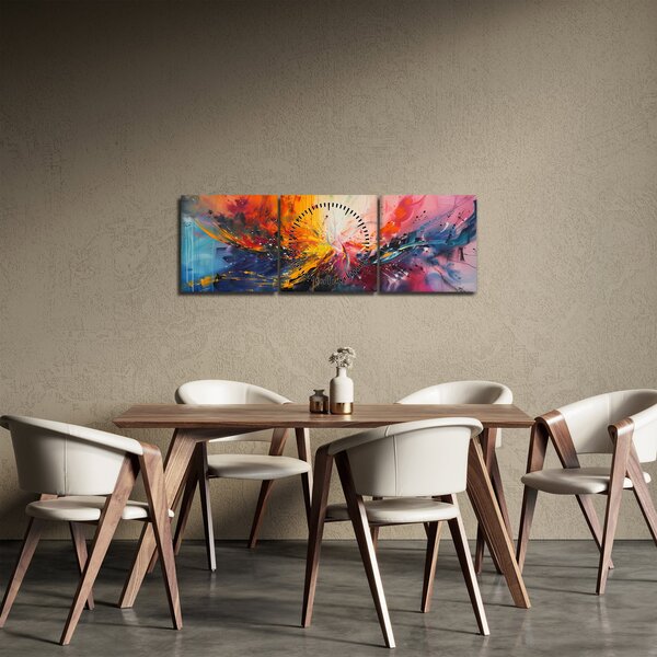 Kép - Színes absztrakció (órával) (90x30 cm)