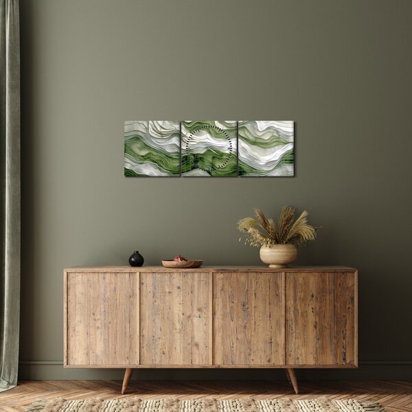 Kép - Zöld és fehér fodrok (órával) (90x30 cm)