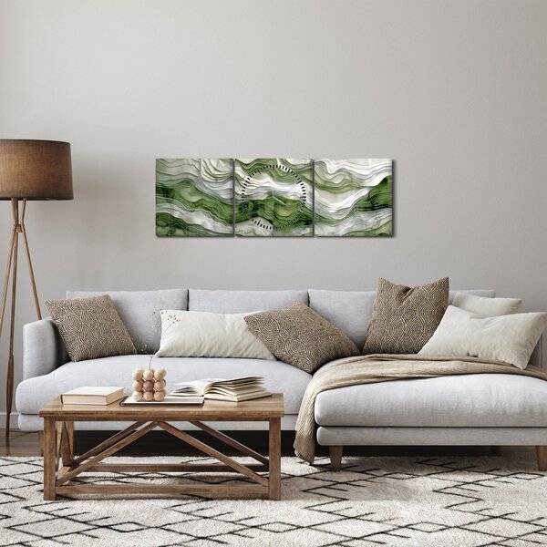 Kép - Zöld és fehér fodrok (órával) (90x30 cm)