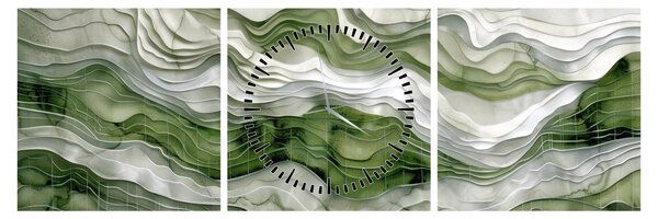 Kép - Zöld és fehér fodrok (órával) (90x30 cm)