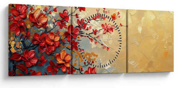 Kép - Virágzó fa (órával) (90x30 cm)