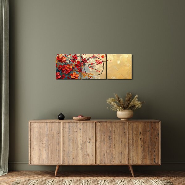 Kép - Virágzó fa (órával) (90x30 cm)