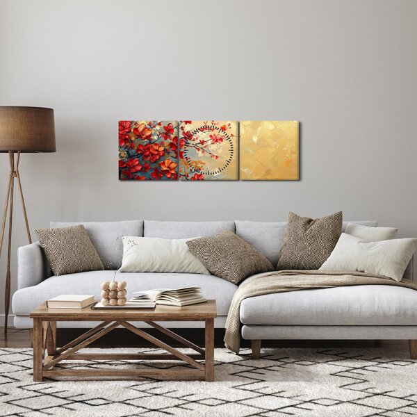Kép - Virágzó fa (órával) (90x30 cm)