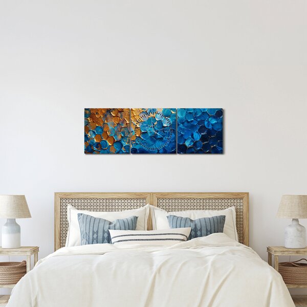 Kép - Kék-arany festmény (órával) (90x30 cm)