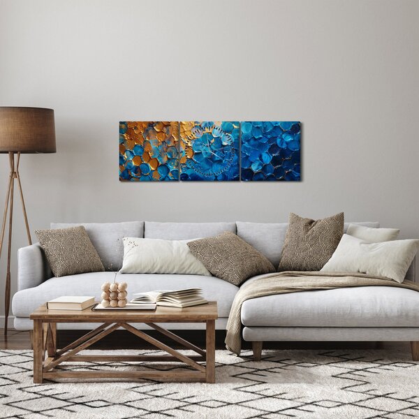 Kép - Kék-arany festmény (órával) (90x30 cm)