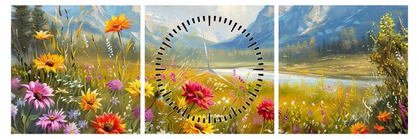Kép - Festett táj (órával) (90x30 cm)