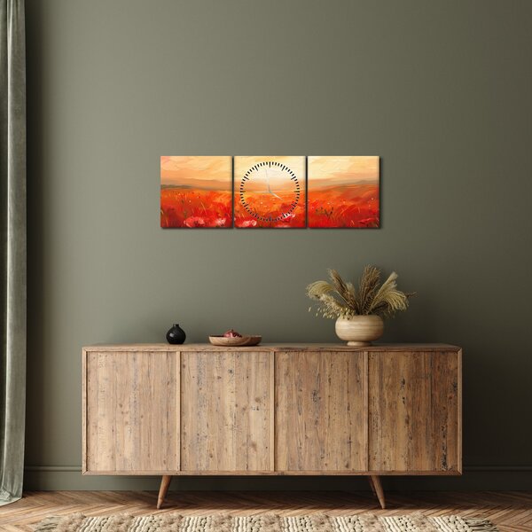 Kép - Mező pipacsok (órával) (90x30 cm)