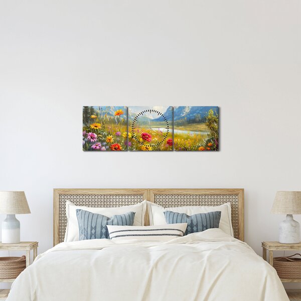 Kép - Festett táj (órával) (90x30 cm)