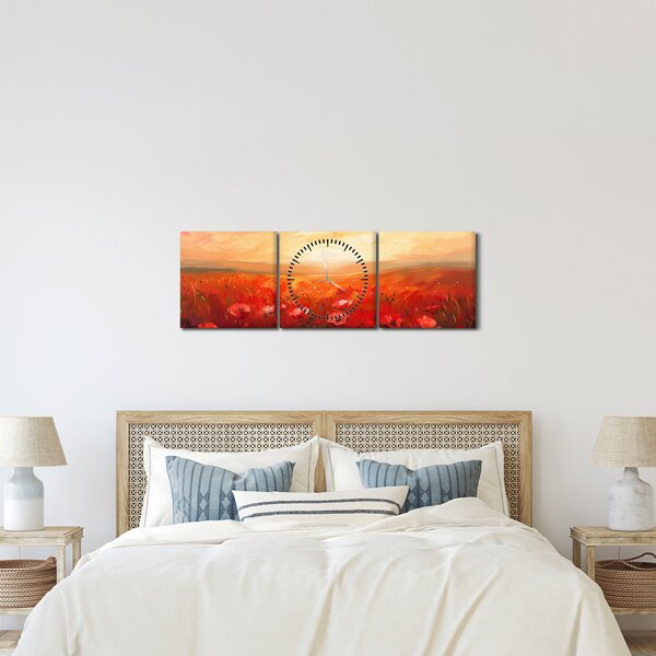 Kép - Mező pipacsok (órával) (90x30 cm)