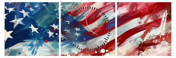 Kép - Az USA zászlaja (órával) (90x30 cm)