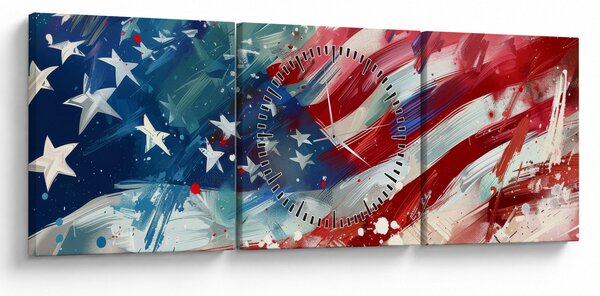 Kép - Az USA zászlaja (órával) (90x30 cm)