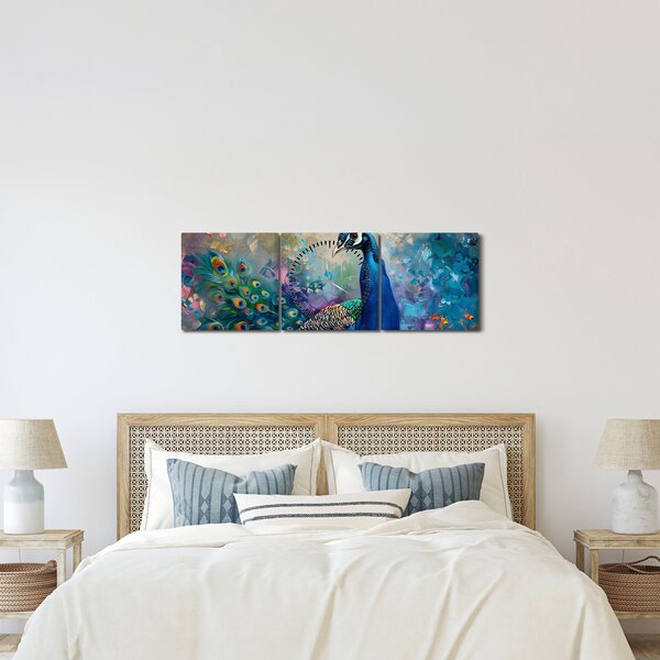 Kép - Festmény egy páva (órával) (90x30 cm)