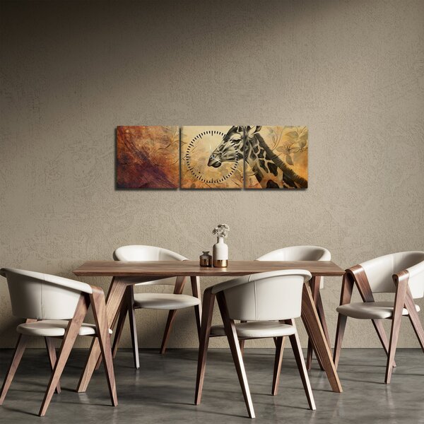 Kép - Zsiráf, festmény (órával) (90x30 cm)