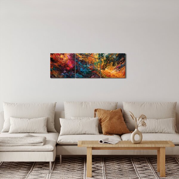 Kép - Színes absztrakció II. (órával) (90x30 cm)