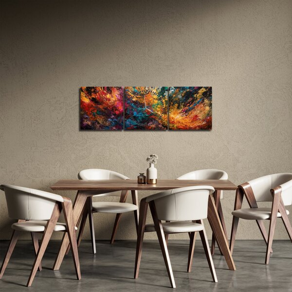 Kép - Színes absztrakció II. (órával) (90x30 cm)