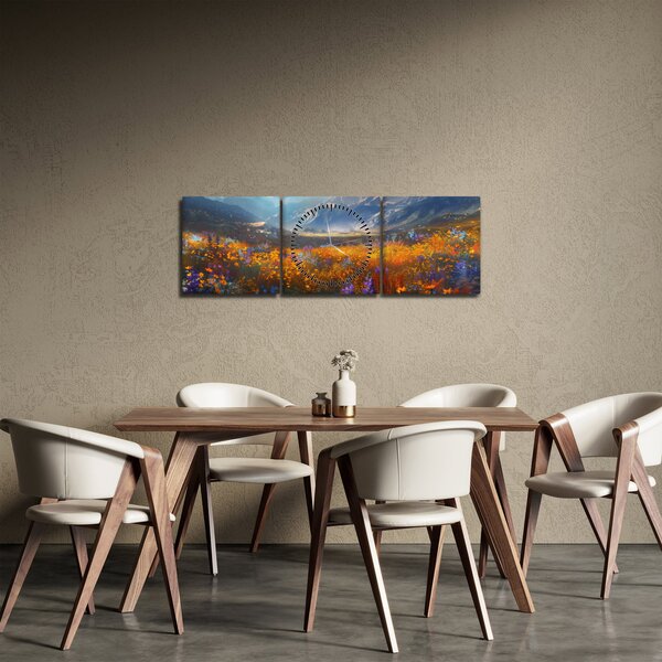 Kép - Festett hegyi táj II. (órával) (90x30 cm)