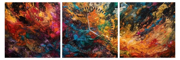 Kép - Színes absztrakció II. (órával) (90x30 cm)