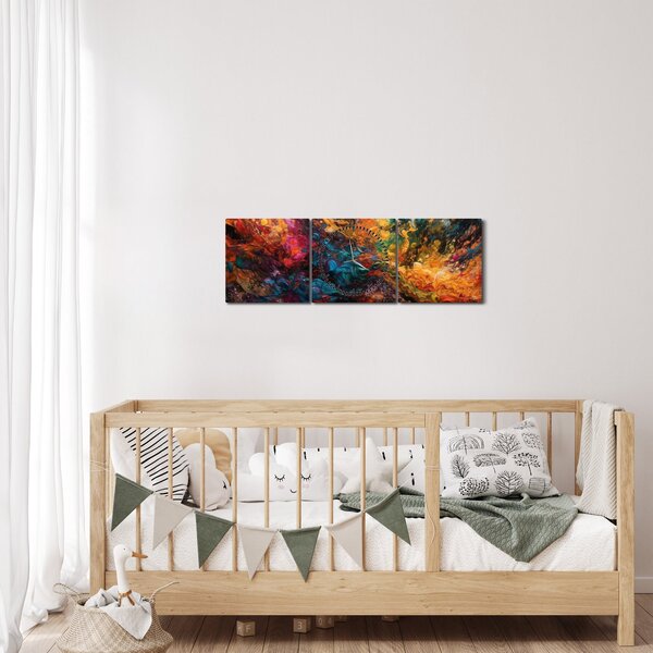 Kép - Színes absztrakció II. (órával) (90x30 cm)