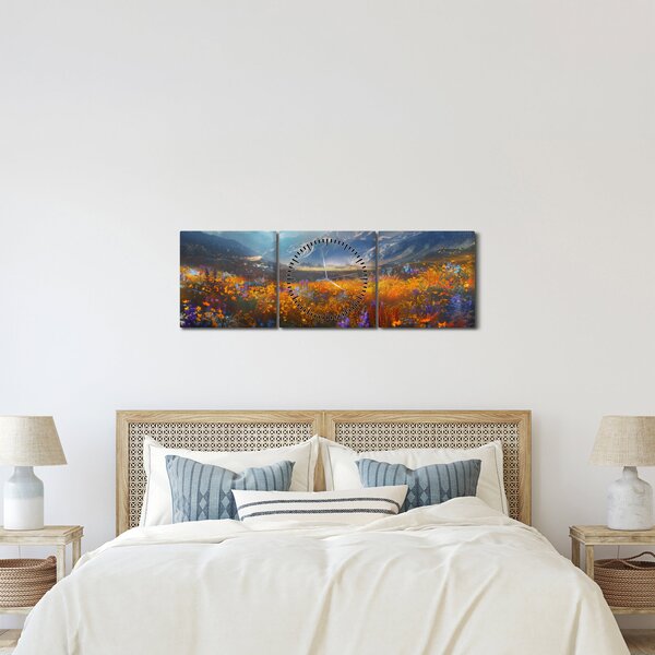Kép - Festett hegyi táj II. (órával) (90x30 cm)