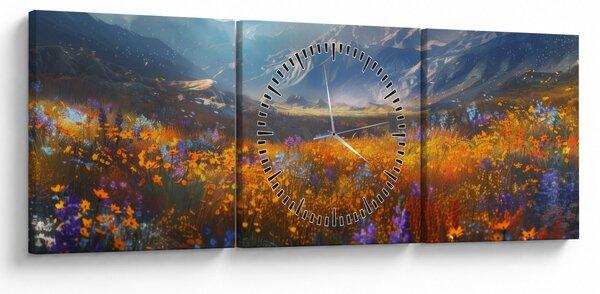 Kép - Festett hegyi táj II. (órával) (90x30 cm)