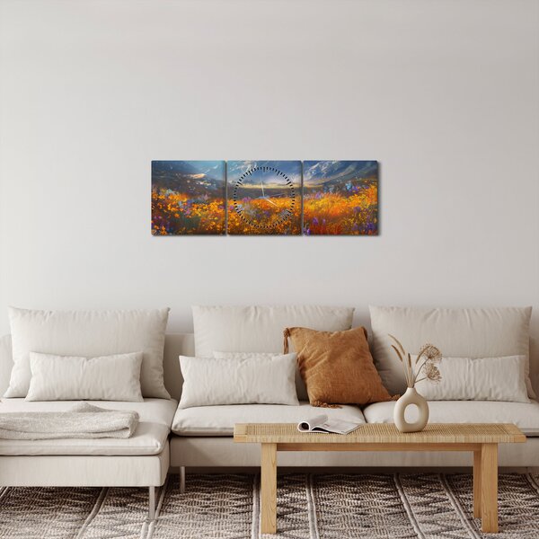 Kép - Festett hegyi táj II. (órával) (90x30 cm)