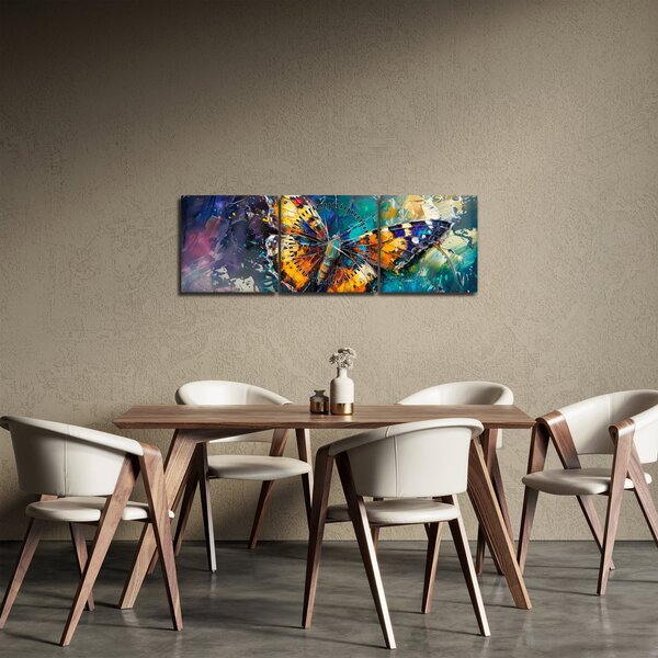 Kép - Pillangó, olajfestmény (órával) (90x30 cm)