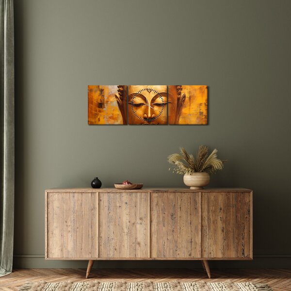 Kép - Buddha, olajfestmény (órával) (90x30 cm)