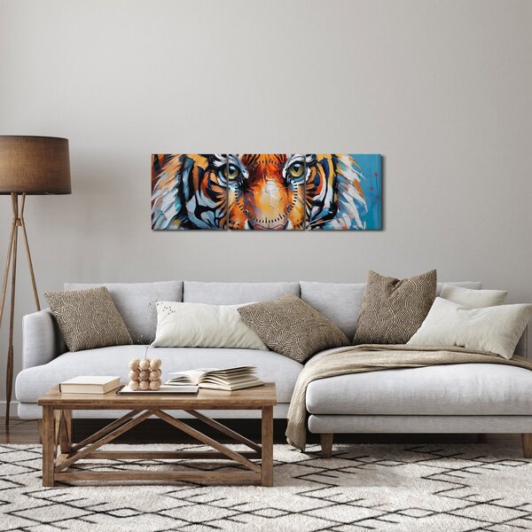Kép - Tigris látképe, festmény (órával) (90x30 cm)