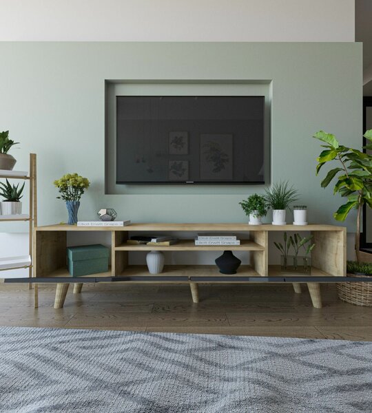 Hanah Home TV Stand Sapphire Oak Anthracite Roma 180 - Sapphire Oak, Anthracite