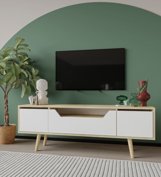 Hanah Home TV Stand Sapphire Oak White Roma 150 - Sapphire Oak, White