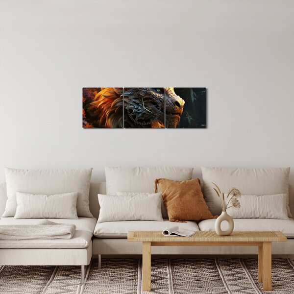 Kép - Sárkány (órával) (90x30 cm)
