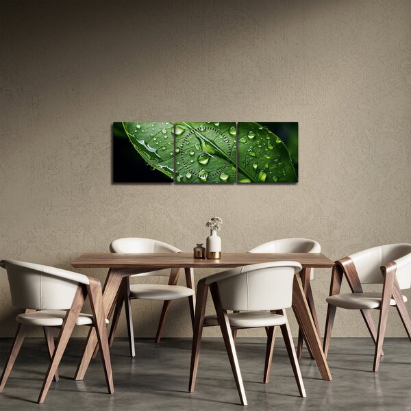 Kép - Levél eső után (órával) (90x30 cm)