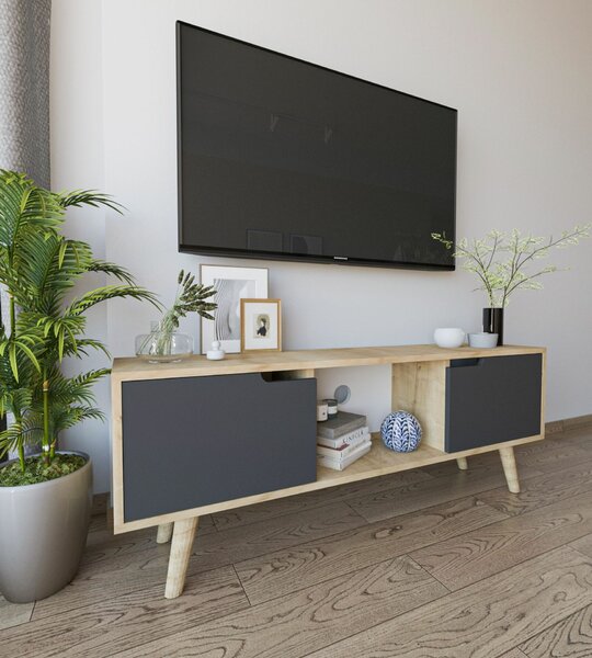 Hanah Home TV Stand Sapphire Oak Anthracite Siena - Sapphire Oak, Anthracite