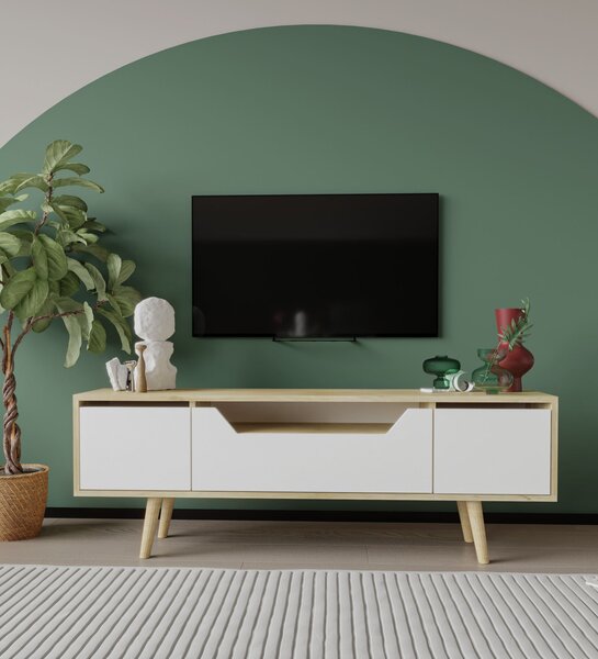 Hanah Home TV Stand Sapphire Oak White Roma 150 - Sapphire Oak, White