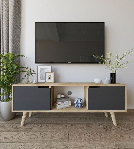Hanah Home TV Stand Sapphire Oak Anthracite Siena - Sapphire Oak, Anthracite