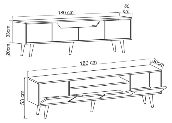 Hanah Home TV Stand Walnut White Roma 180 - Walnut, White