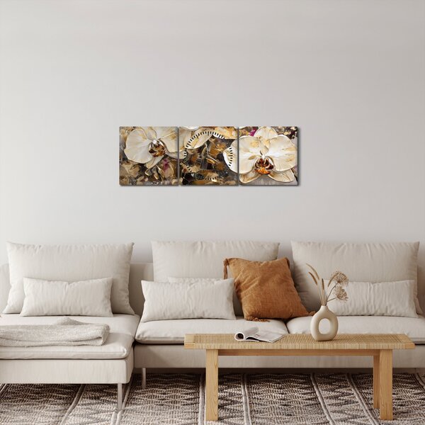 Kép - Orchideák (órával) (90x30 cm)