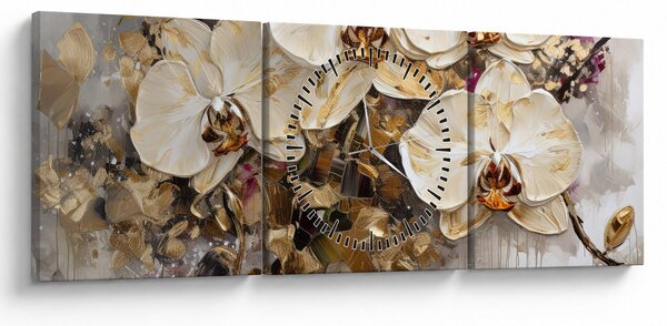 Kép - Orchideák (órával) (90x30 cm)
