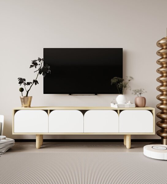 Hanah Home TV Stand Sapphire Oak White Lazio - Sapphire Oak, White