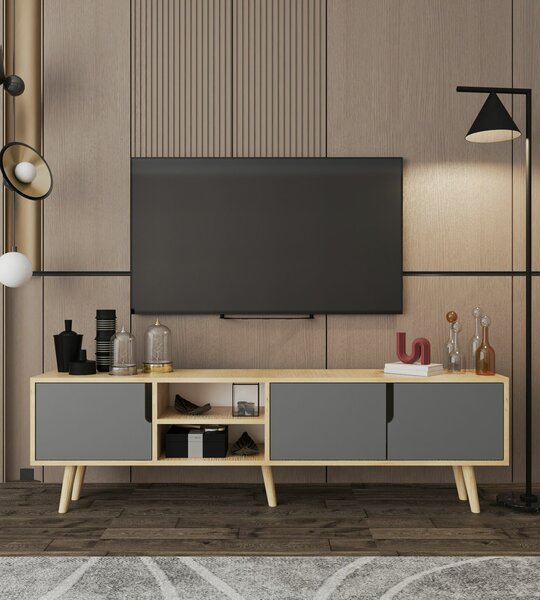 Hanah Home TV Stand Sapphire Oak Anthracite Latina 180 - Sapphire Oak, Anthracite