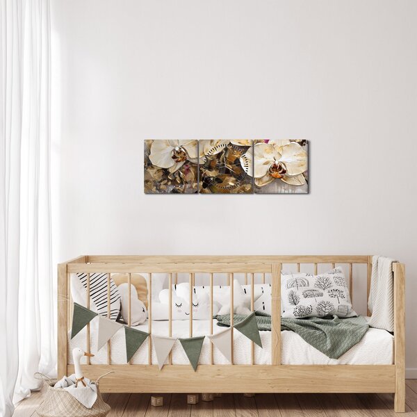 Kép - Orchideák (órával) (90x30 cm)