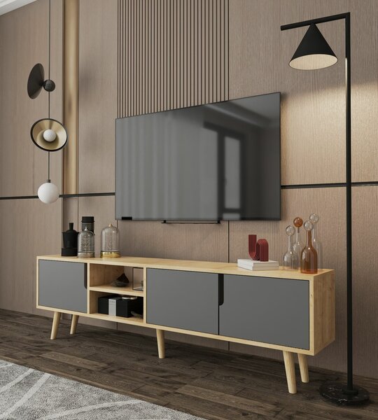 Hanah Home TV Stand Sapphire Oak Anthracite Latina 180 - Sapphire Oak, Anthracite