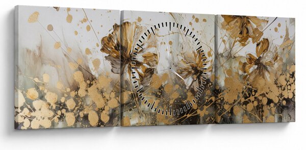 Kép - Absztrakt virágos festmény (órával) (90x30 cm)