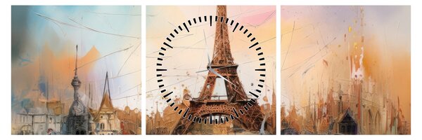 Kép - Az Eiffel-torony festménye (órával) (90x30 cm)