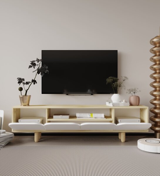 Hanah Home TV Stand Sapphire Oak White Lazio - Sapphire Oak, White