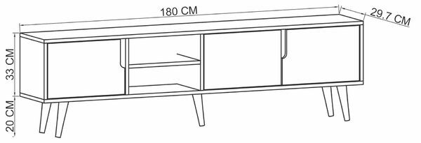 Hanah Home TV Stand Sapphire Oak Anthracite Latina 180 - Sapphire Oak, Anthracite