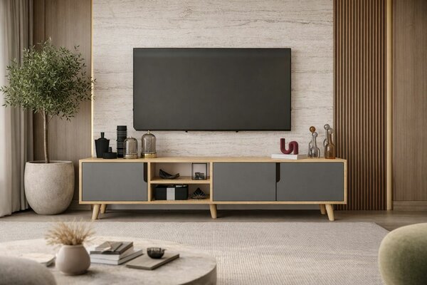 Hanah Home TV Stand Sapphire Oak Anthracite Latina 180 - Sapphire Oak, Anthracite