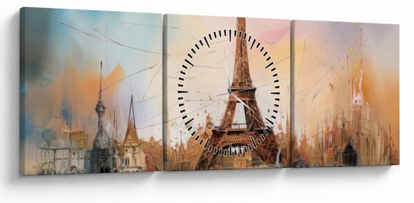 Kép - Az Eiffel-torony festménye (órával) (90x30 cm)