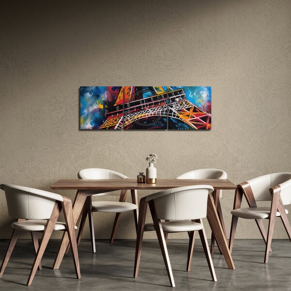 Kép - Az Eiffel-torony festménye II. (órával) (90x30 cm)