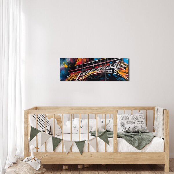 Kép - Az Eiffel-torony festménye II. (órával) (90x30 cm)
